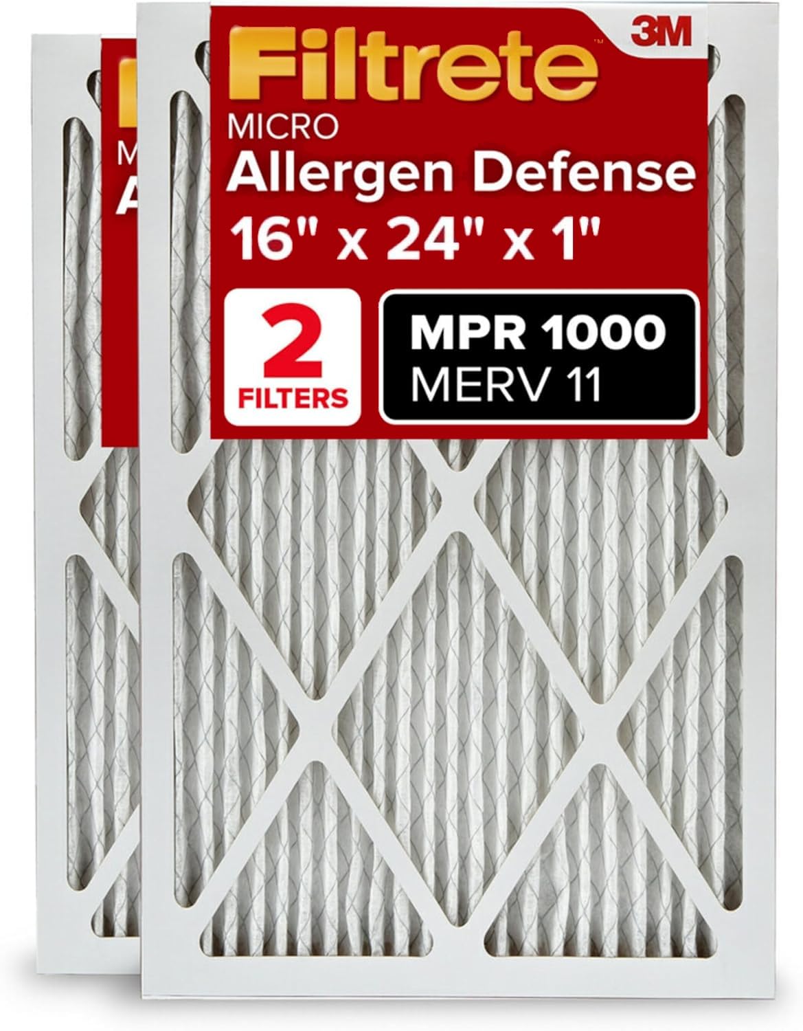 Filtrete AC Furnace Air Filter MERV 11 MPR 1000 Micro Allergen Defense - 2 Pack