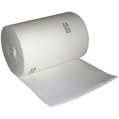 Koch KDF 600 bonded synthetic diffusion media bulk master roll, downdraft spray booth ceiling filter, 99.9% fractional efficiency at 5 microns per Koch PB-798-3, for blemish-free finishes