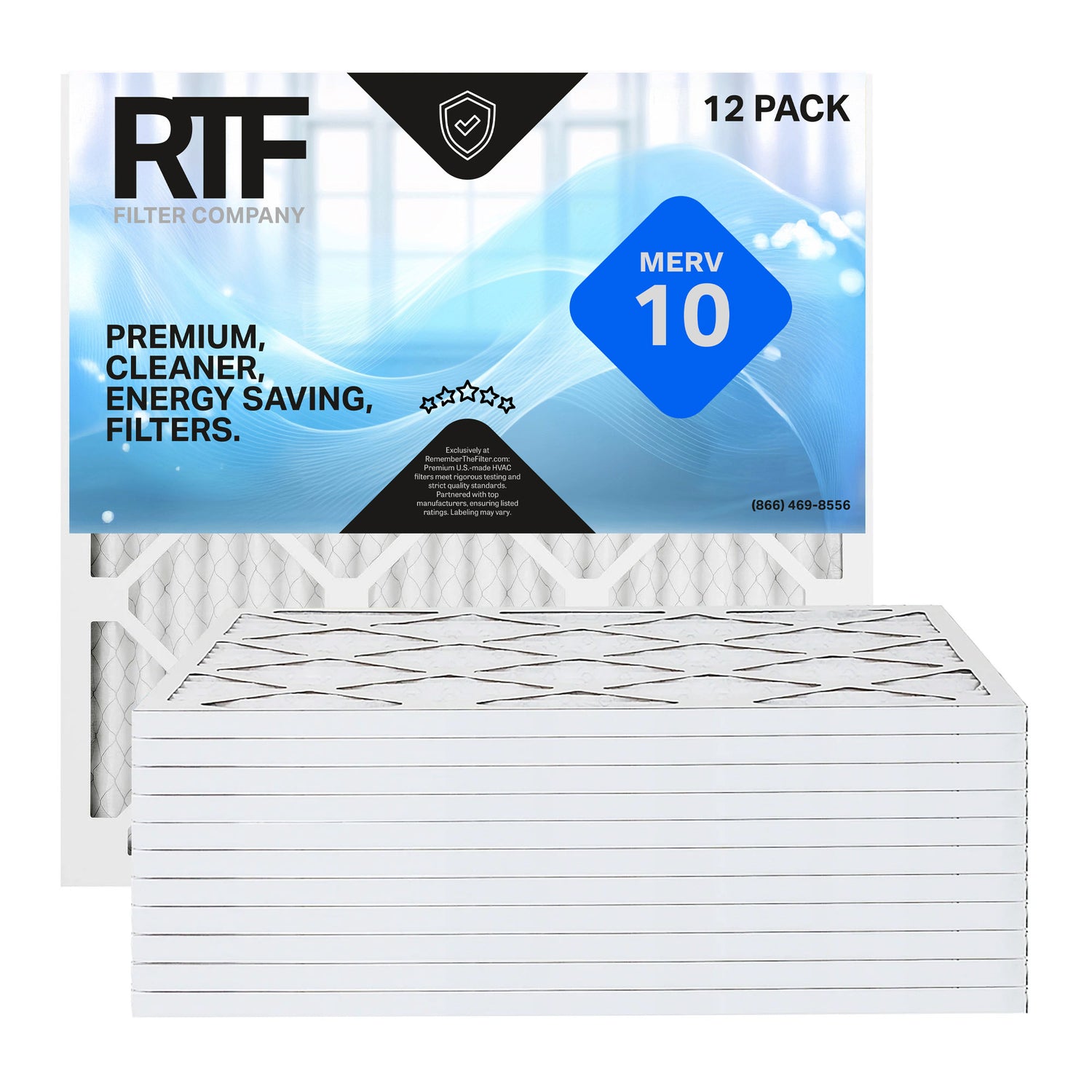 MERV 10 PLEATED AIR FILTERS (12 PACK)
