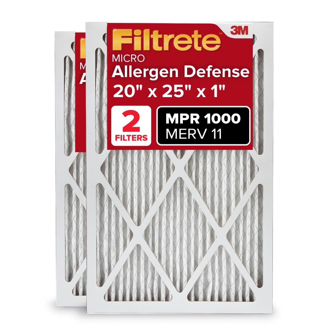 Filtrete AC Furnace Air Filter MERV 11 MPR 1000 Micro Allergen Defense - 2 Pack