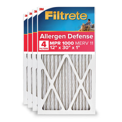 Filtrete AC Furnace Air Filter, MERV 11, MPR 1000, Micro Allergen Defense, Electrostatic Air Cleaning Filter, 4 Pack