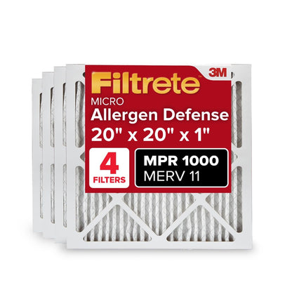 Filtrete AC Furnace Air Filter, MERV 11, MPR 1000, Micro Allergen Defense, Electrostatic Air Cleaning Filter, 4 Pack
