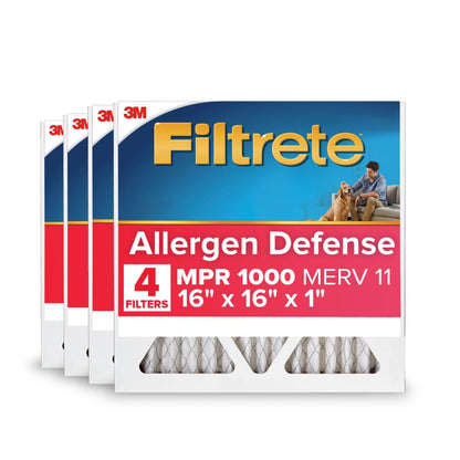 Filtrete AC Furnace Air Filter, MERV 11, MPR 1000, Micro Allergen Defense, Electrostatic Air Cleaning Filter, 4 Pack