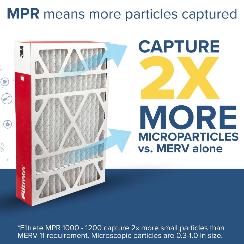 Filtrete AC Furnace Air Filter, MERV 11, MPR 1000, Micro Allergen Defense, Electrostatic Air Cleaning Filter, 4 Pack