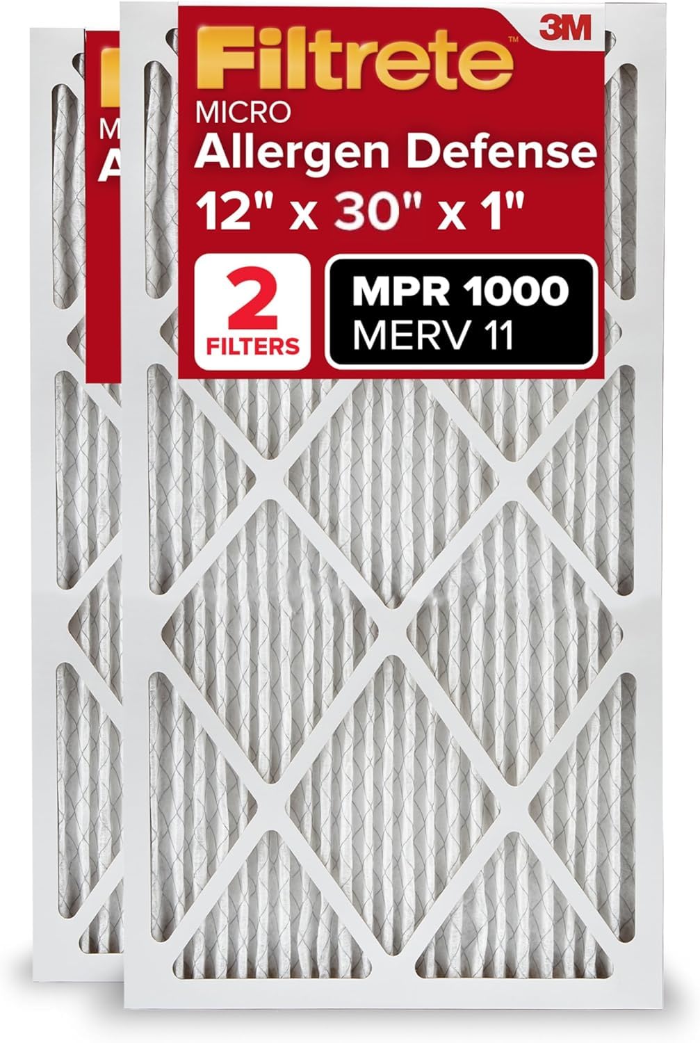Filtrete AC Furnace Air Filter MERV 11 MPR 1000 Micro Allergen Defense - 2 Pack