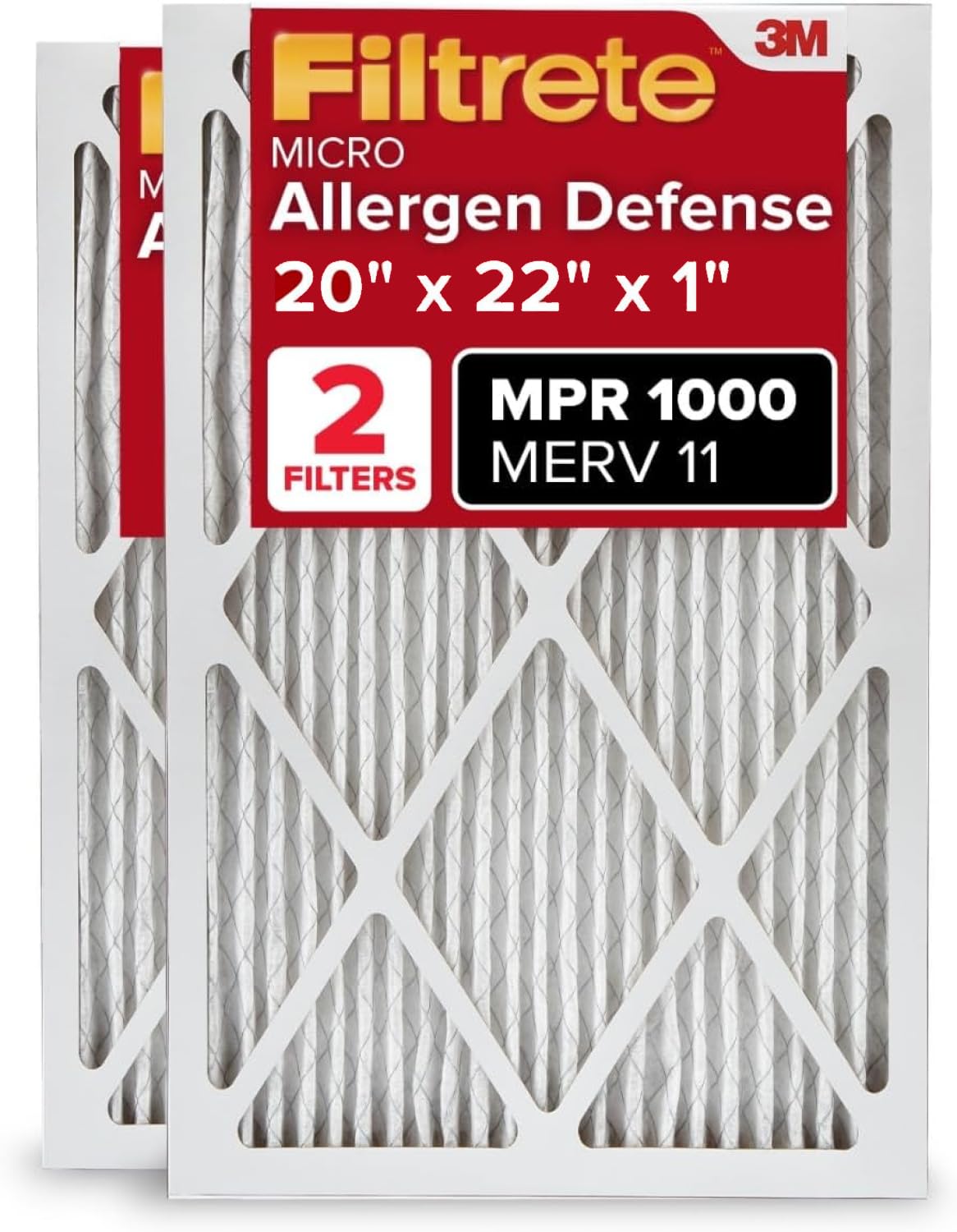 Filtrete AC Furnace Air Filter MERV 11 MPR 1000 Micro Allergen Defense - 2 Pack