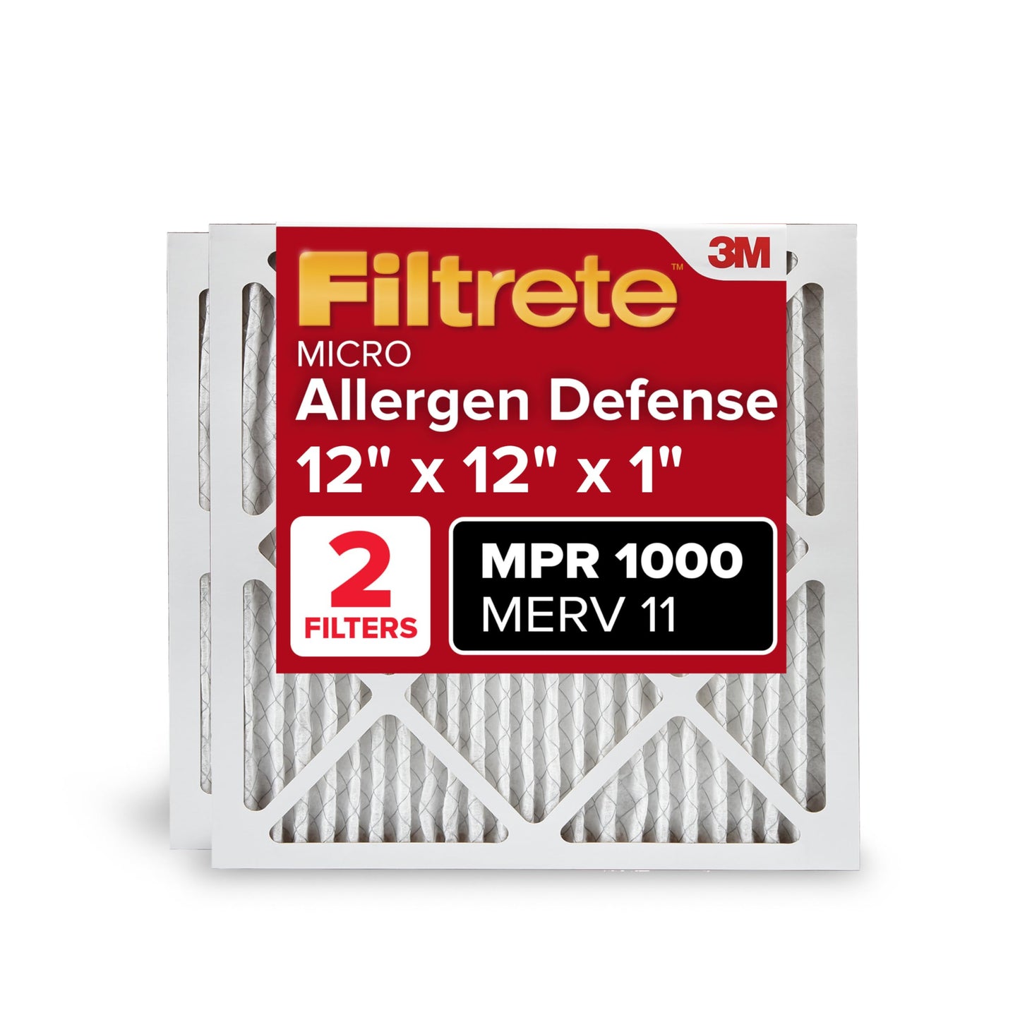 Filtrete AC Furnace Air Filter MERV 11 MPR 1000 Micro Allergen Defense - 2 Pack