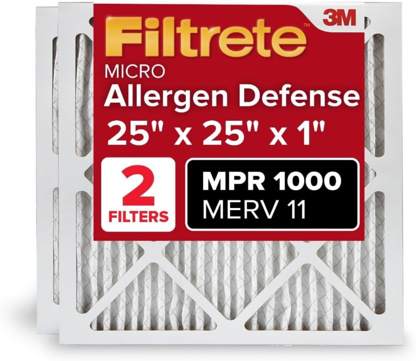 Filtrete AC Furnace Air Filter MERV 11 MPR 1000 Micro Allergen Defense - 2 Pack
