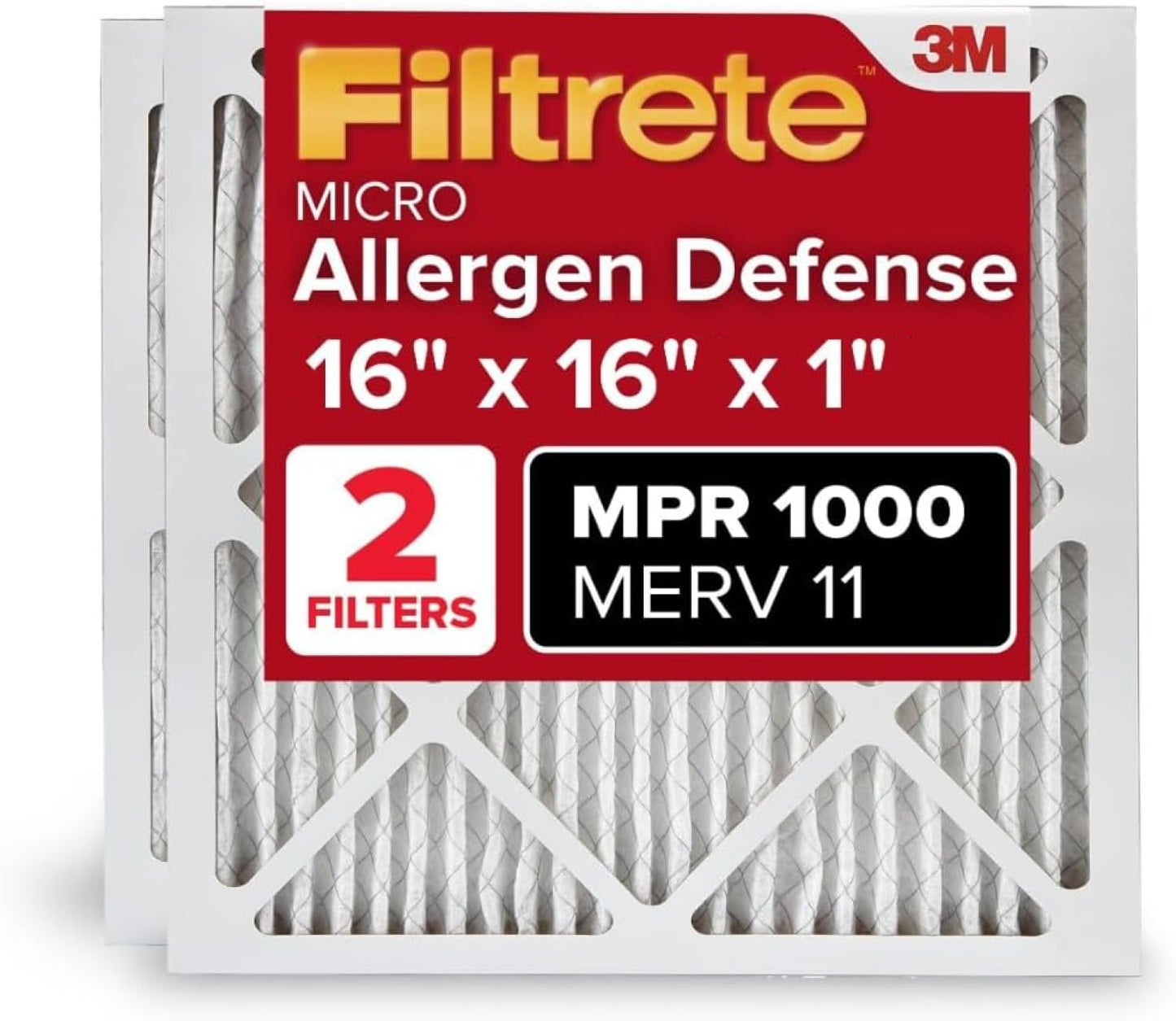 Filtrete AC Furnace Air Filter MERV 11 MPR 1000 Micro Allergen Defense - 2 Pack