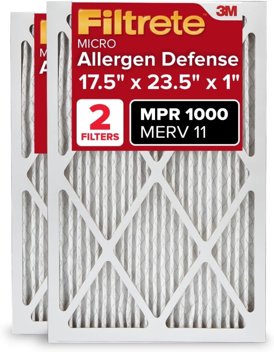 Filtrete AC Furnace Air Filter MERV 11 MPR 1000 Micro Allergen Defense - 2 Pack