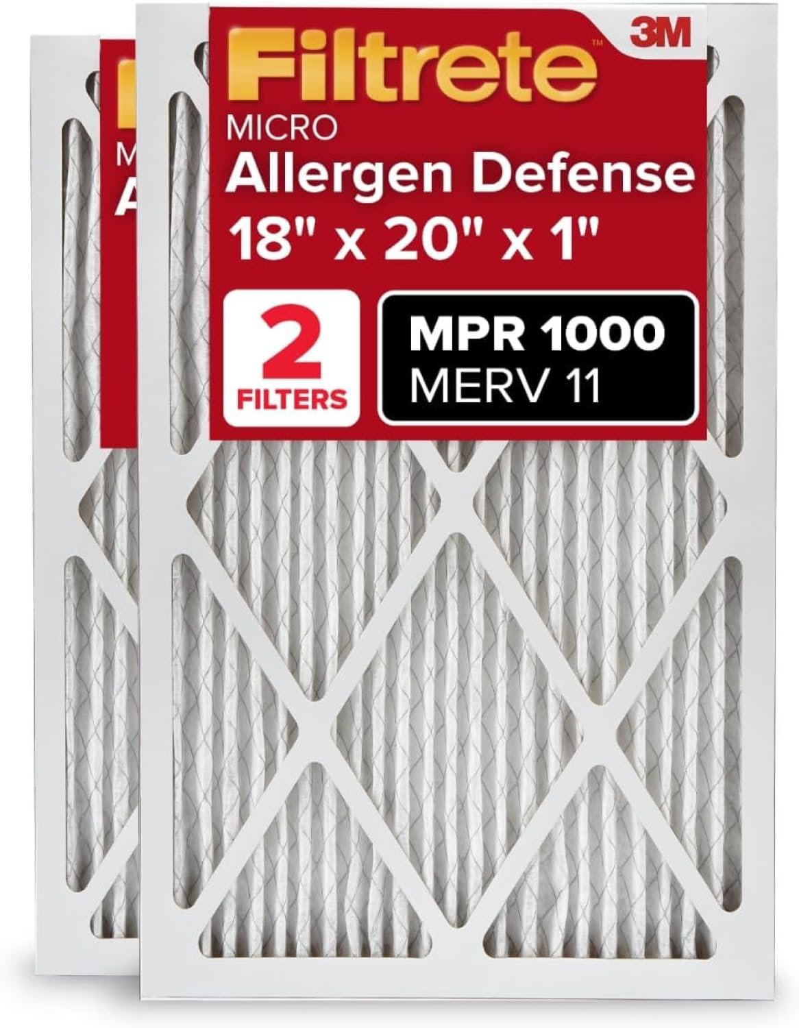 Filtrete AC Furnace Air Filter MERV 11 MPR 1000 Micro Allergen Defense - 2 Pack
