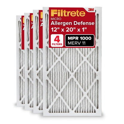 Filtrete AC Furnace Air Filter, MERV 11, MPR 1000, Micro Allergen Defense, Electrostatic Air Cleaning Filter, 4 Pack