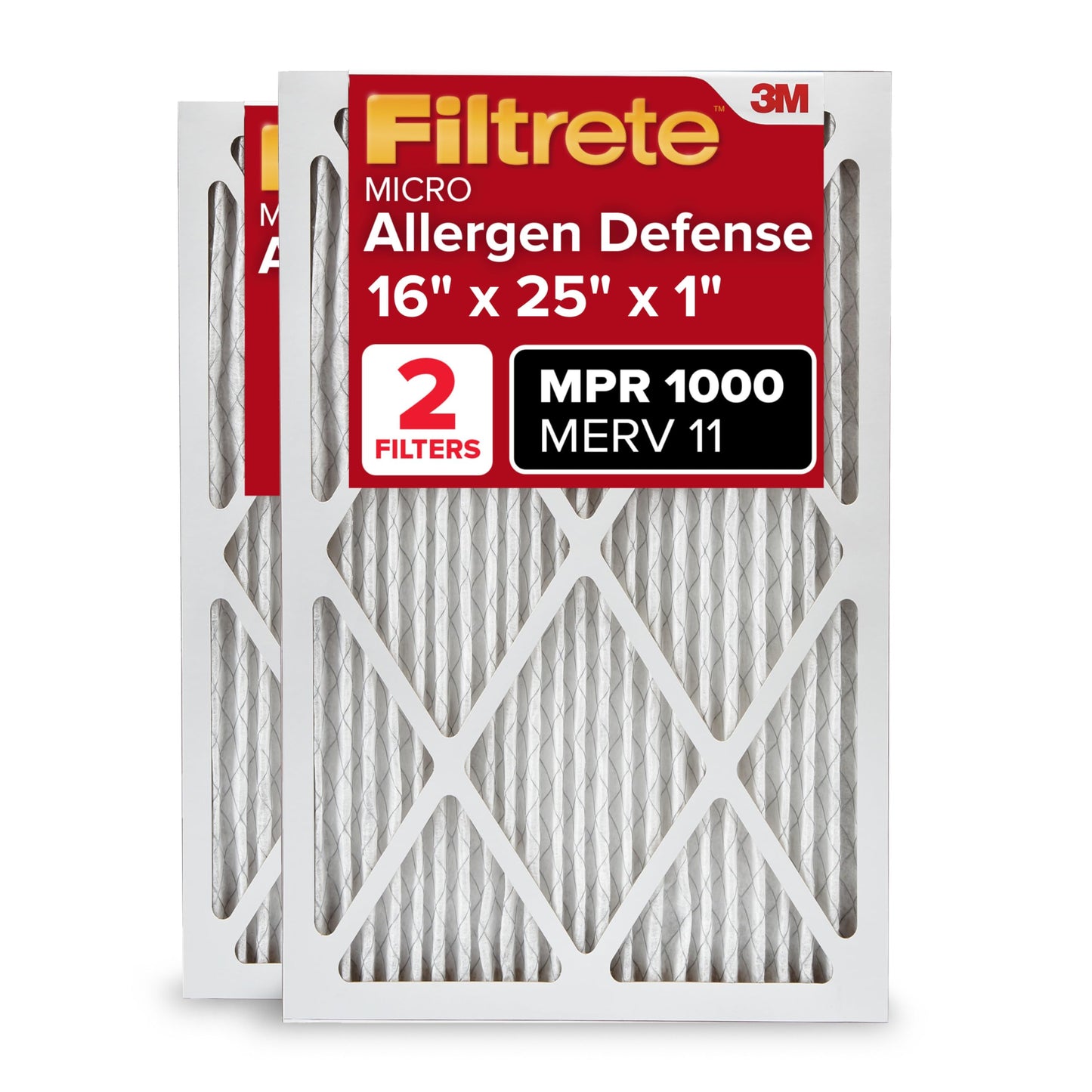 Filtrete AC Furnace Air Filter MERV 11 MPR 1000 Micro Allergen Defense - 2 Pack