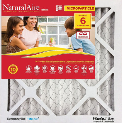 Flanders AAF Pleated Filter 10x10x1 Naturalaire Microparticle MERV 10 Filters (6 pack)