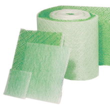 Koch SprayStop FG fiberglass paint arrestor pad, continuous filament glass fibers, green upstream / white downstream, 2 inch thick, for paint booth exhaust (per Koch PB-693-1)