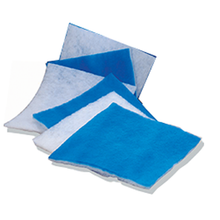 Koch Super Grade 2" fiberglass pre-cut media pad, progressively dense spun glass with adhesive gel, White upstream / Blue downstream, MERV 3, sold by the case