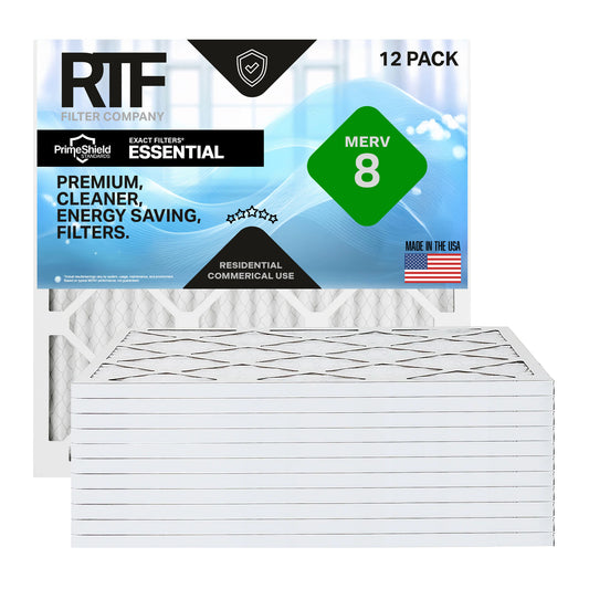 PrimeShield Essential MERV 8 Pleated Air Filters (12 Pack)