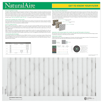 Custom Size NaturalAire Standard MERV 8 Air Filter