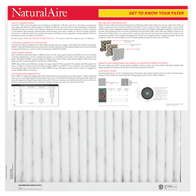 16x25x1 NaturalAire Microparticle MERV 10 Filters (12 pack)